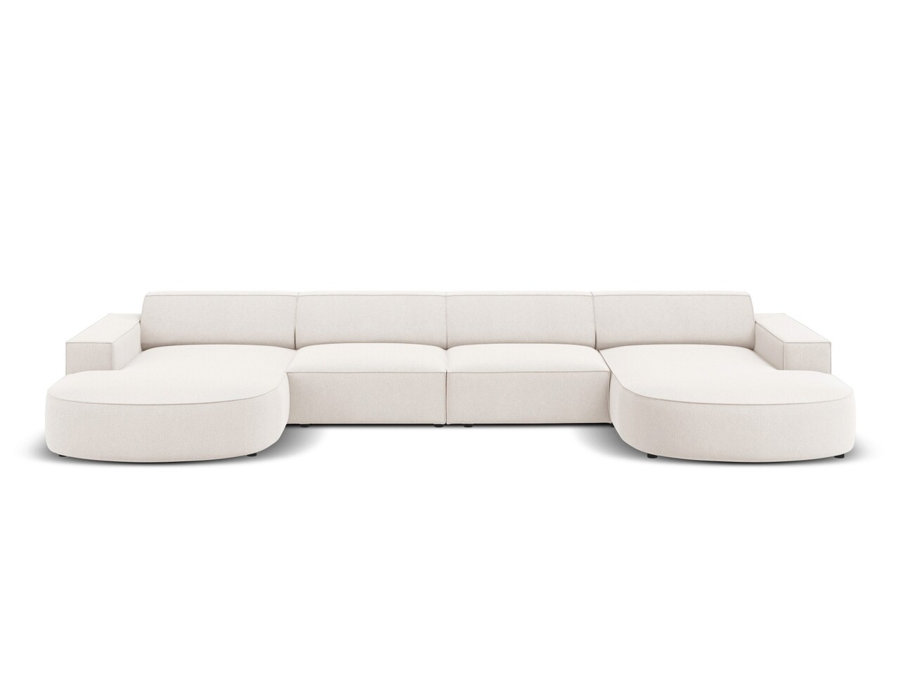 Canapea panoramica 6 locuri, Jodie, Micadoni Home, BL, forma rotunjita, 364x166x70 cm, poliester, bej deschis Canapele